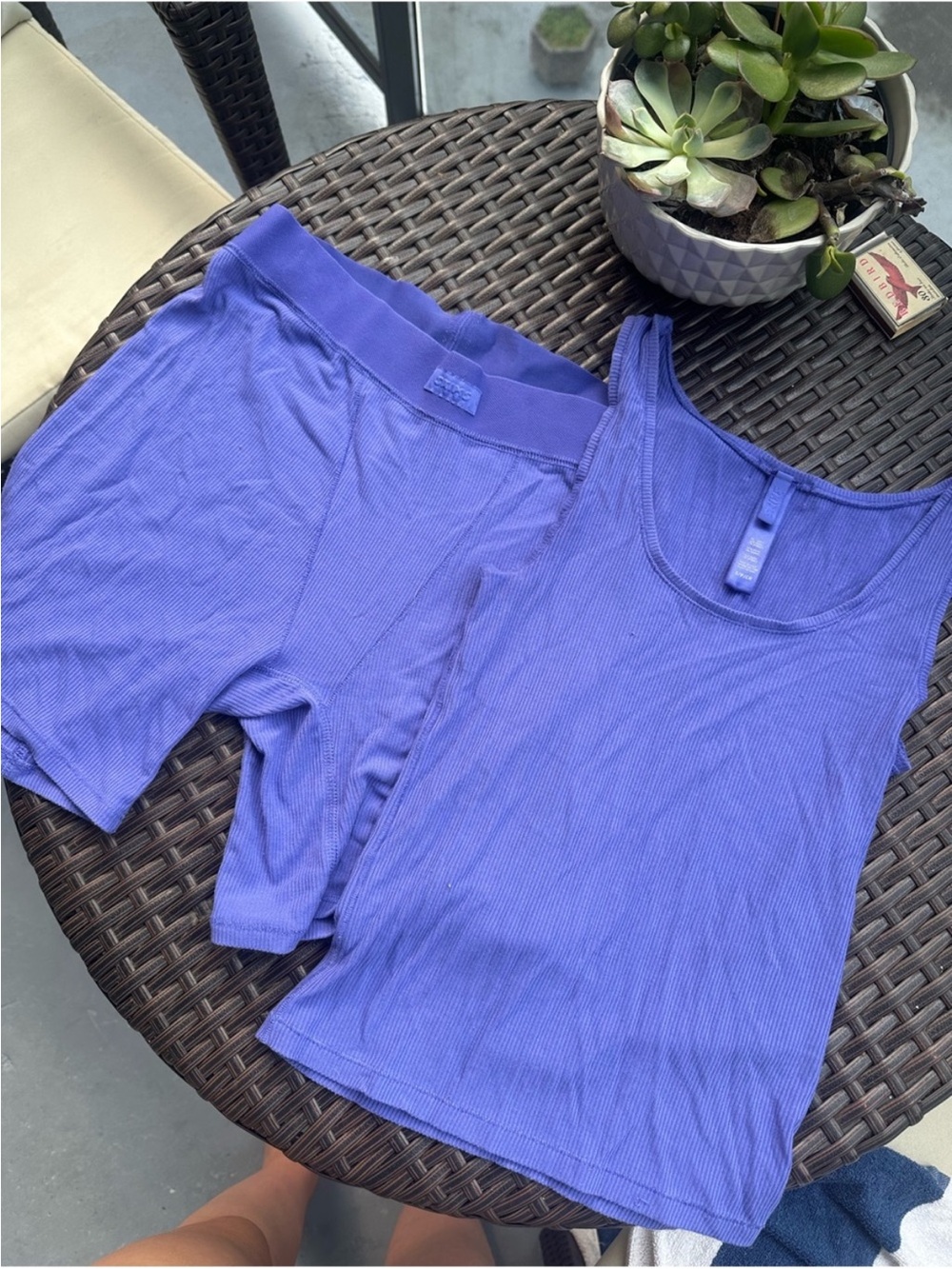 SKIMS Lavender Ribbed Tank Top - Deep Purple Hue